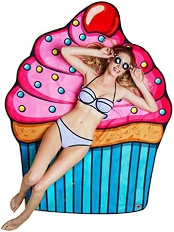 YouPuer 3D Cute Food Pattern Printed Summer Swimming Sunbath Beach Towel Mat Tapestry Picnic Mat Watermelon Pattern Around 150cm