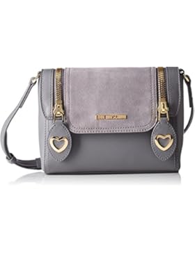 Love Moschino Damen Borsa Vit.Pebble+Suede Grigio Umhängetasche, Grau (Grey Calf-Grey), 17x22x8 cm