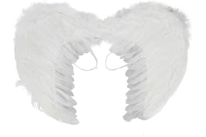 CHICTRY Kinder Erwachsene Feder Engelsflügel Federflügel Christkind Kostümflügel Fee Flügel Halloween Weihnachten Karneval Fasching Cosplay Deko Size C Weiß One Size