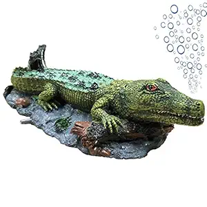 SLOCME Aquarium Crocodile Air Bubbler Decorations - Aerating Action Ornament,Oxygen Bubble Resin Crafts for Aquarium Fish Tank Decor