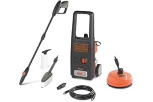 BLACK+DECKER Myjka wysokociśnieniowa BXPW1500PE ze stałą szczotką (1500 W, 120 bar, 390 l/h)