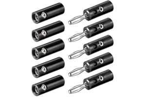 PERFECTHD 5X Bananenstecker Buchse Set | 4mm | Stecker und Buchse | mit Schraubverschluss | für Lautsprecherkabel AV-Receiver Verstärker | Bananas Banana Lautsprecher Boxen Audio HiFi Kabel | Schwarz | 5 Stück