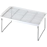 Lirazon In-Cabinet Shelf Organizer, Metal Stand, Plastic Kitchen Shelf, Countertop Floor Saving Organizer, 14x30cm