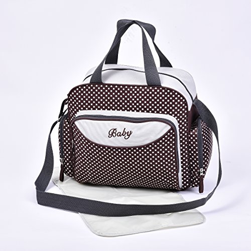 Baby Nappy Diaper Changing Bags Grey/Polka Dots Design 6600 (6600 Brown)