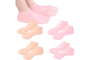 CYQACLSF 4 Paires Chaussettes Hydratantes, Chaussettes En Silicone Hydratantes Douces Pour Pieds, Chaussettes En Gel Masque Pour Pieds Secs Et Craquelés, Chaussettes Hydratantes En Silicone (Blanc + Rose)