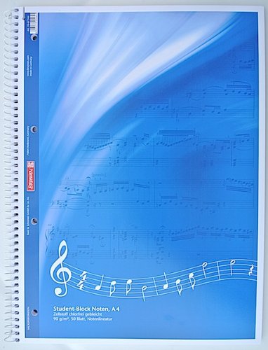Preisvergleich Produktbild Brunnen Noten Spiralblock A4 50 Blatt 5 Stück Pack