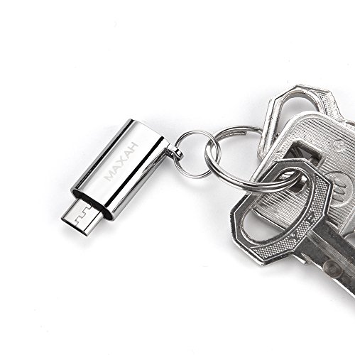 Micro USB auf TYPE C Adapter,MAXAH Type C Konverter Adapter Aluminium-Legierung Gehäuse,mit Schlüsselring 2er Set (Silber) - 6