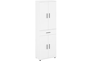 ‎KOMTO KOMTO Mehrzweckschrank 60 cm Breit - Schrank Weiß, Kleiderschrank mit 1 Schublade, Hochschrank, Büroschrank, Bücherschrank mit 4 Türen | Porto 180 х 34 х 60 cm