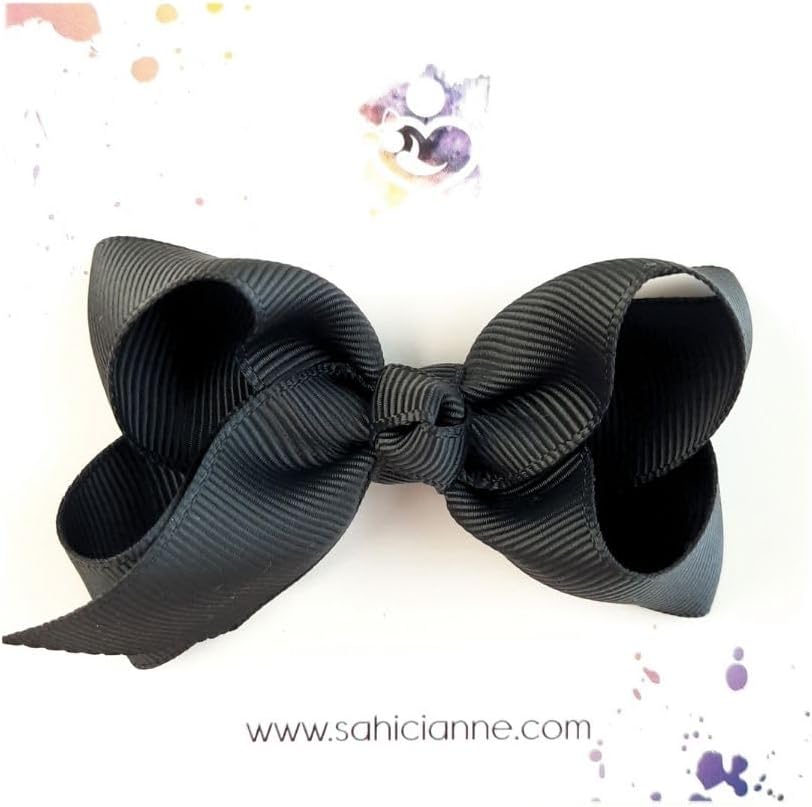 Butik Kurdele Fiyonk Saçsız Bebek Tokası 8 cm - Seyrek saçlı bebeklere özel saçtan düşmeyen toka (Siyah, Tekli)
