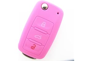 Happyit Silicone Car Key Cover Case for Volkswagen VW Polo Passat B5 Golf 4 5 6 Jetta Mk6 Tiguan Gol CrossFox Plus Eos Scirocco Beetle (Pink)