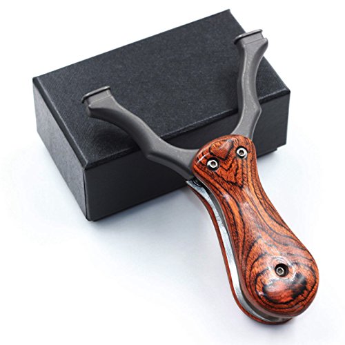 Mini Pocket Slingshot Hunting Catapult Solid Wood Titanium steel Folding Portable Outdoor Target Game