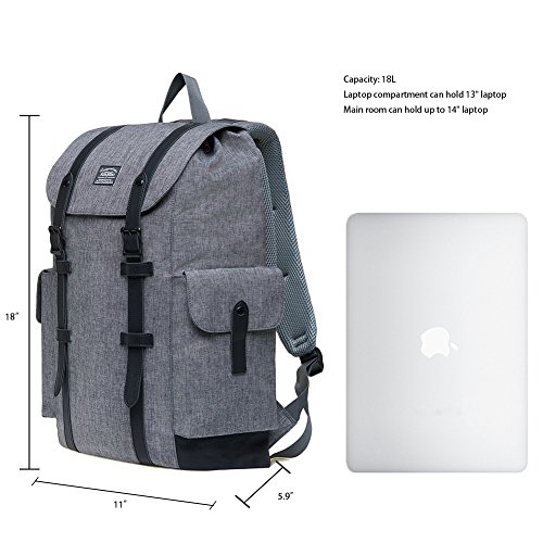 Rucksack Damen Herren Vintage KAUKKO Reiserucksack Studenten Rucksack Laptop Rucksack f  r 14  Notebook L  ssiger Daypacks Schultaschen of 2 Side Pock