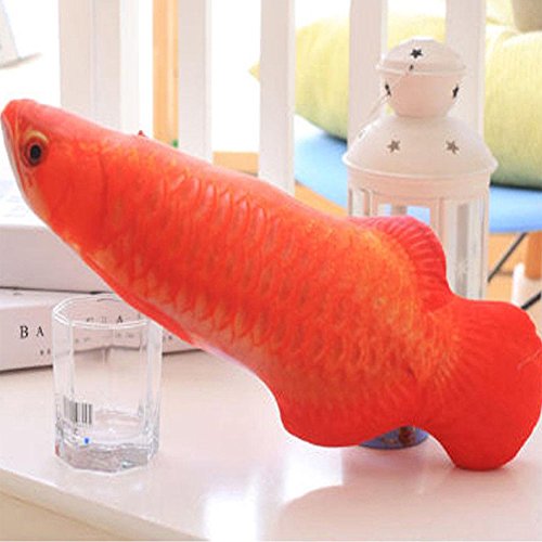 kstn88 Cute Cartoon Design Simulation Fish Pattern Plush Pillow Home Decor Doll For kids Gifts DIY Funny Pet cat toy plush Pillow(Red arowana)