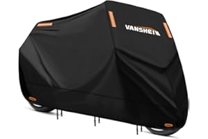 VANSHEIM Housse de Moto Exterieur Interieur Impermeable Housse Protection Moto Hiver Bâche Moto Extérieur Bâche pour Scooter 420D Oxford Tissu Contre la Pluie, Les Rayons UV 245x105x125cm