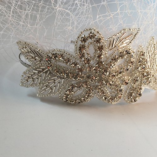 MagiDeal Damen Eleganter Vogelkäfig Schleier Fascinator mit Strass - 5