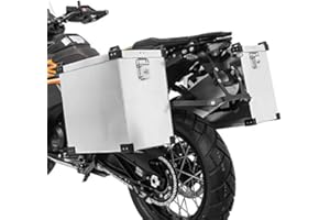 Bagtecs Alukoffer Set 40l + Haltesatz 18mm für Motorrad - Seitenkoffer-Set mit 2x Aluminium Koffer 40l und Anbausatz für Kofferträger mit 18mm Durchmesser