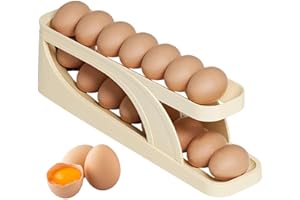 APUJENT Portauova Rotolante | Portauova A Scorrimento Automatico Scatola Di Stoccaggio, Portauova a 2 strati per piano di lavoro della cucina e porta del frigorifero, può contenere fino a 15 uova