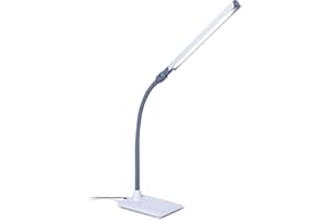 Daylight UnoPro Table - New, 6,000K LEDs, 1,150 Lux, 4 Brightness Levels, Anti-Glare Shade, Flexible Arm, Pivoting Head Joint - Ideal for Sewing, Reading, Crafts - White