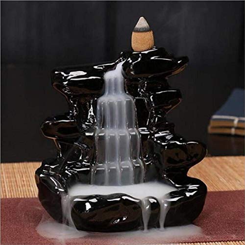 Jaipuri Craft Smoke Dropping Fountain Design Showpiece with 10 Scented Backflow Incense Cone(Black)