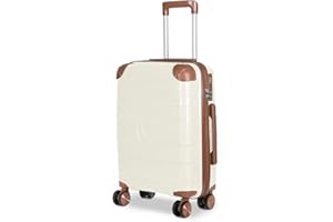 MERCURY TEXTIL- Maleta de Viaje de Cabina con Cierre de Seguridad, Equipaje de Mano Rígido y Resistente de Polipropileno con Ruedas Dobles Giratorias 360º, PP Suitcase. (Esquina Hueso)