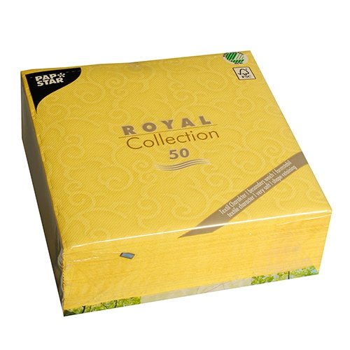 50 Servietten „ROYAL Collection“ 1/4-Falz 40 cm x 40 cm gelb „Casali“ 84881 Papstar Premium stoffähnlich hochwertig Qualität stabil gute Faltbarkeit Dekorservietten - 3