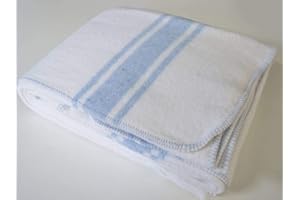 Lanovenanube - Manta Mallorquina Algodón 160x220 -Blanca/Raya Azul