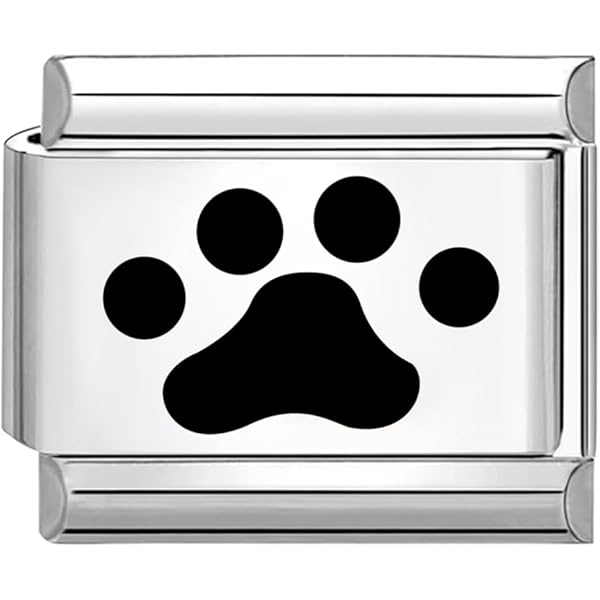 Quiges 9mm Italian Charm - Edelstahl Pfotenabdruck Für Modulare Armbänder