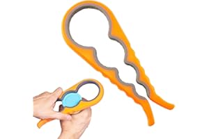 SULIUDAJI Abrebotellas multifunción abrelatas manual de plástico abrelatas para latas y botellas de desatornillar, tapones domésticos profesional para cocina, restaurante, bar, ancianos, naranja