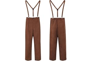 MAVIKIM Men's Pioneer Colonial Pants Medieval Peasant Bottoms Halloween Cosplay Trousers with Braces