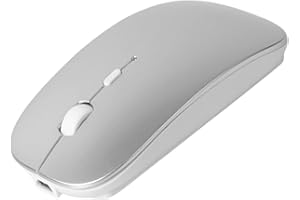 AE WISH ANEWISH Ratón Inalámbrico Bluetooth per Laptop/Macbook/iPad/iPhone (iOS 13.1.2 y Posterior)/PC/Computer/Android Mini Ratón Silencioso Recargable 3DPI Ajustable (Plata)