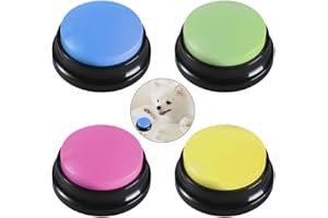 NAVESO Buzzers for Dogs, 4 Pcs Recordable Button for Dogs, Buzzers for Quizzes 30 Seconds Record, Dog Talking Buttons Recordable for Communication Dogs Speech Training Buttons Multicolour