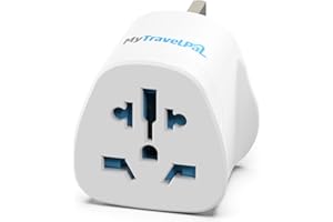 World To UK Plug Adapter | MyTravelPal® Universal Travel Adaptor With 10A Fuse | UK Safety Standards | Accepts US, Europe, Australia, China Plugs For Use in UK (1 Pack)