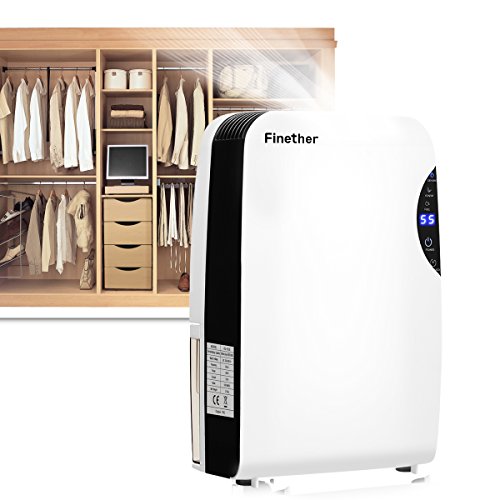Finether mini Luftentfeuchter 500ml/Tag Anion UV-Licht Raumentfeuchter Luftentfeuchtungsgeräte Lufttrockner Entfeuchter Raumtrockner Raumluftentfeuchter Raumentfeuchtungsgeräte Entfeuchtungsgerät Trocknungsgeräte für Schlafzimmer elektrisch elegantes Design milchweiß schwarz - 6
