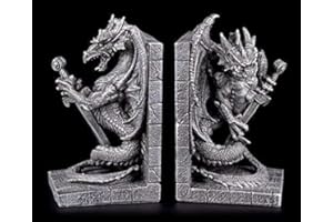 FIGUREN SHOP GMBH Drachen Buchstützen Set - Wissenswächter - Figuren Drachenfigur Gothic Deko