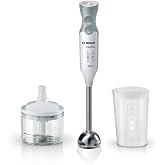 Bosch Ergo Mixx MSM66120 &ndash; Hand Blender, 600 W, Turbo Speed and Speed Regulator, Dome with Four Blades, with Chopper and Mixi
