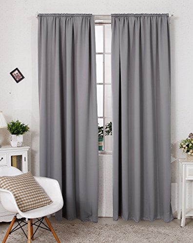 2er Set Verdunkelungsgardine Vorhang , Vorhang blickdicht Thermovorhang mit Kräuselband , schwere Verdunkelungsgardine , 135x245cm , Dunkelgrau , VH5880dg-2 - 2