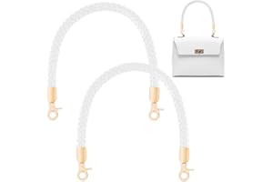 CENCERY 2 Stück Geflochtene Leder Taschenhenkel 60CM für Handtaschen, Ersatzgriff für Schulterriemen, DIY Taschen und Taschengriffe für Hakeltaschen mit 2 Karabinerhaken (Weiß)
