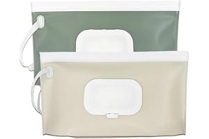 Hebterrka dukdispenser, 2-pack Bärbar påfyllningsbar dukehållare, återanvändbar resebabyvåtservettdispenser, vatten- och dammtät (Salviagrön & Creme)