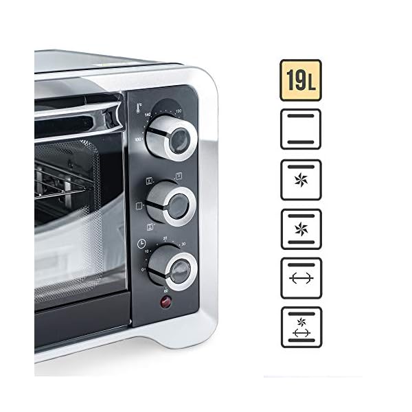 Beleaf Minibackofen 19 L, 1380 Watt mit Timerfunktion, Umluft und Innenbeleuchtung, Drehspieß für 1 Hühnchen, Doppelverglasung, elektrischer Grillofen, Pizza Ofen – Bild 3