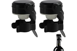 Fllyvly Set di 2 Tappi per Vino e Spumante in Acciaio Inox, Tappo Riutilizzabile a Prova di Perdite, per Mantenere Il Vino Fresco, Adatto per Champagne, e Vino Rosso/Bianco (Nero)