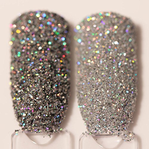Blue Vessel 1 box Holografische Laser Nailart Pailletten Glitter Pulver Tipps Silber (0.2mm) - 4