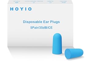 HOYIO Tapones Oidos Ruido Dormir, 5 Pares 35dB SNR Tapones Oidos Espuma Cancelacion de Ruido Antironquidos, Tapones Insonorizados para Festival Moto Trabajo Estudio Viajes, Suave, Desechable, Azul