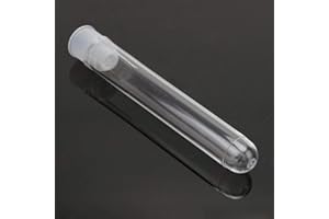 VEKTENXI Lot de 10 tubes à essai en plastique dur borosilicate 12 x 75 mm sans rebord Pyrex & Capuchons poussoirs transparents robustes et économiques