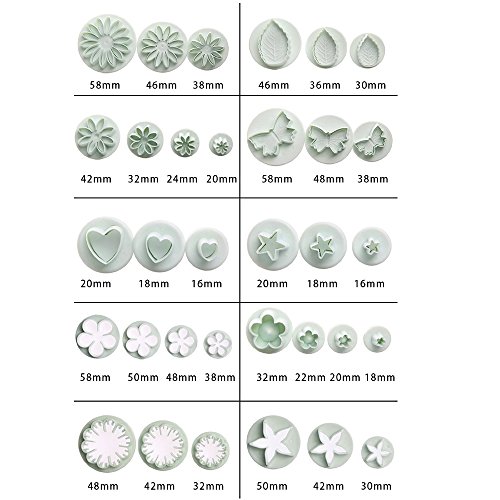 ilauke 36tlg. Ausstecher Stempel Ausstechform Modellierwerkzeug DIY Schneeflocken Blumen Blumenausstecher Fondant Marzipan Tortendeko Kuchen Cutter (36 teilig Schneeflocken) - 7