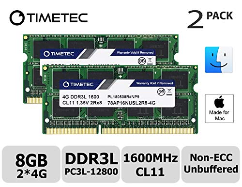 Timetec Hynix IC Apple 8GB Kit  2x4GB  DDR3 1600MHz PC3-12800 SODIMM Memory Upgrade For MacBook Pro 13-inch 15-inch Mid 2012  iMac 21 5-inch Late 2012 Early 2013 27-inch Late 2012  2013 Retina 5K Display Late 2014 Mid 2015 Mac mini Late 2012  Server  8GB Kit  2x4GB  