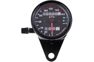TBEST Speedometer Motorcycle, Motorcycle Speedometer, Motorcycle Odometer, 1 Piece Universal Motorcycle Odometer Pressure Gauge Signal Dual Digital Display Km/H (Black)