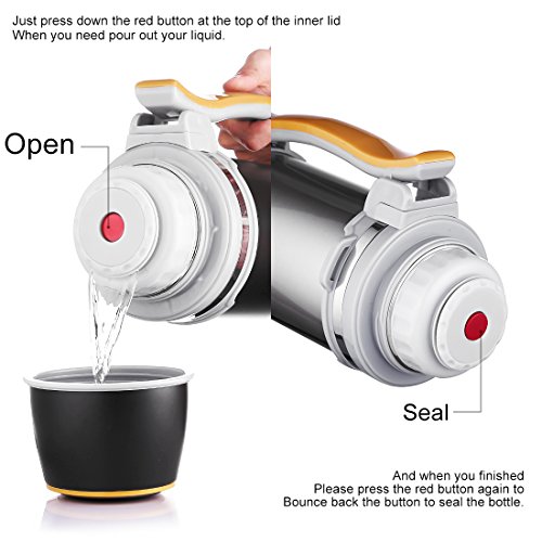 Oneisall GYBL074 2 l Edelstahl-Thermosflasche, Isolierflasche – doppelwandiger Edelstahl (BPA-frei), mit Trinkbecher, zum Wandern/Camping/Sport und mehr, edelstahl, blau - 2