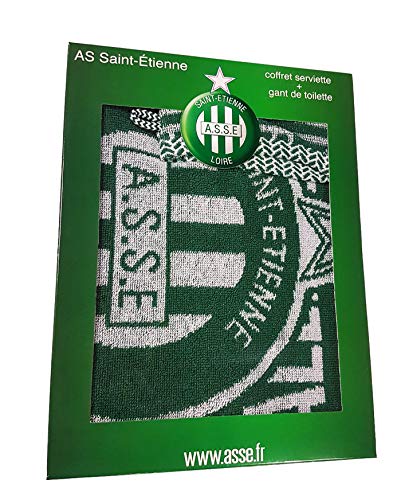 Saint Etienne Coffret Cadeau Serviette de Bain 50 x 90 cm + Gant de Toilette ASSE - Collection Officielle AS