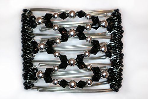 One Clip Medium Stainless Steel Interlocking Hair Clip with Pretty Beads