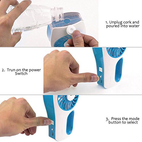 Gazechimp Mini Ventilator Handventilator mit Luftbefeuchter USB Standventilator – Grün - 8